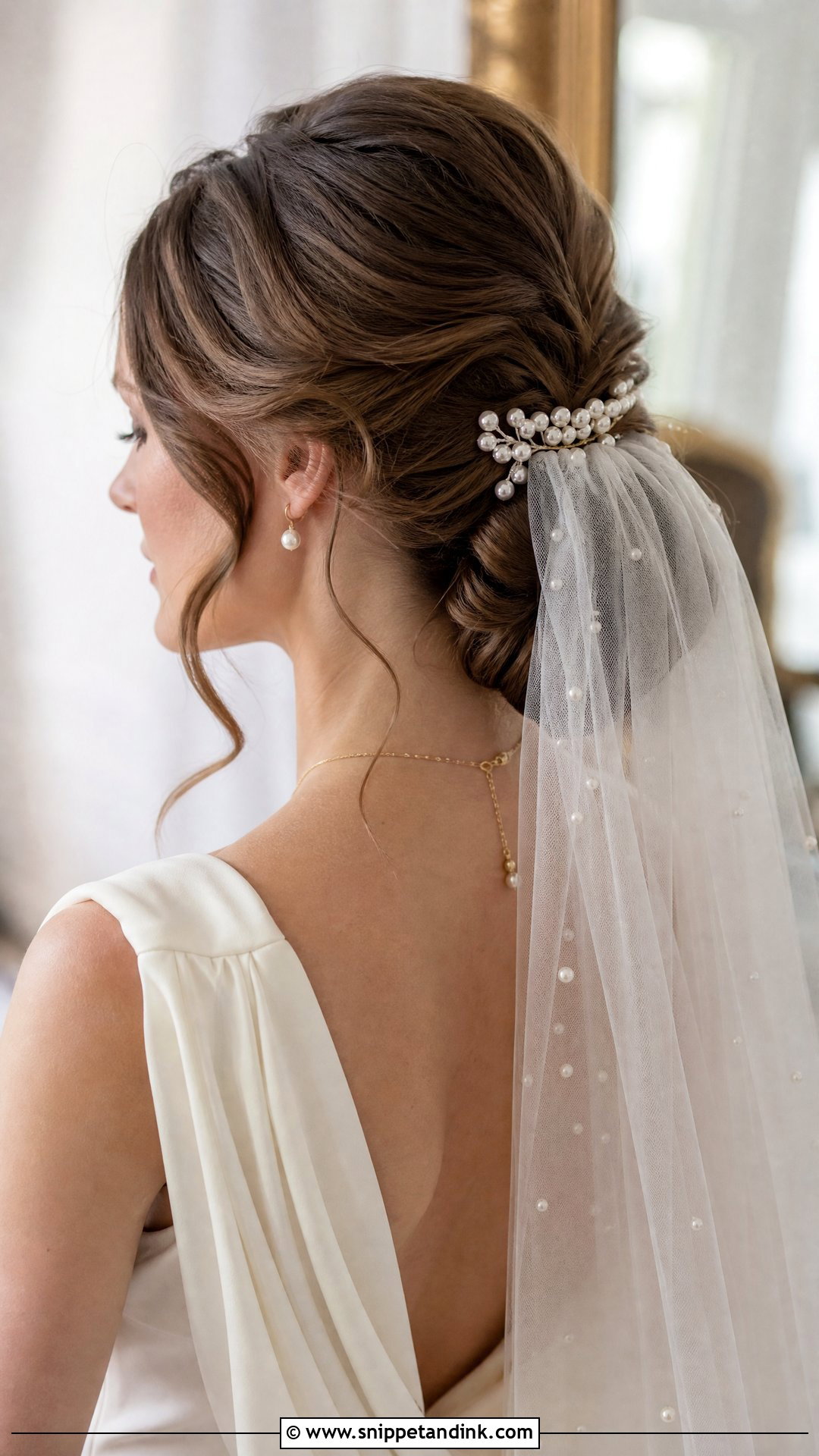Pearl Bridal Bun With Veil - Snippet and Ink - 15 Bride Hair Pearls