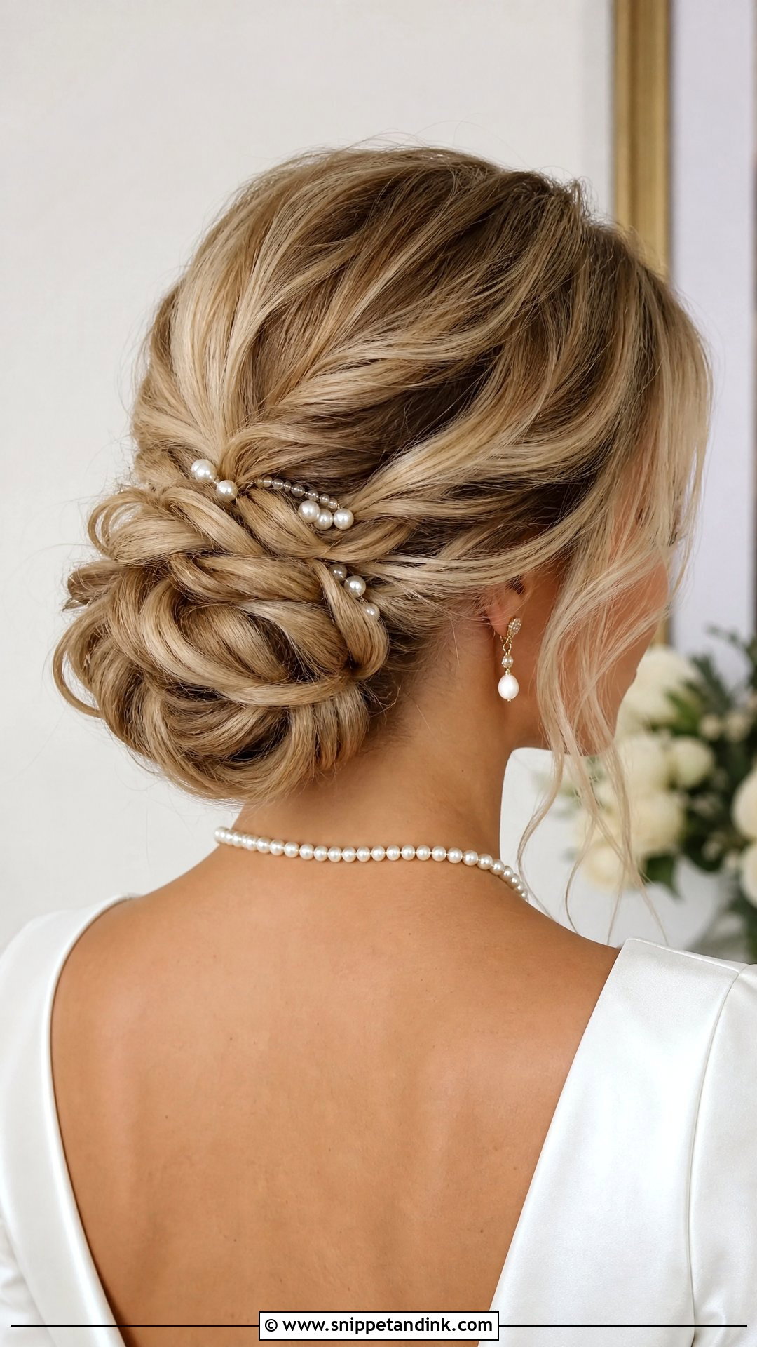 Pearl Bridal Chignon - Snippet and Ink - 15 Bridal Hair Chignon Ideas