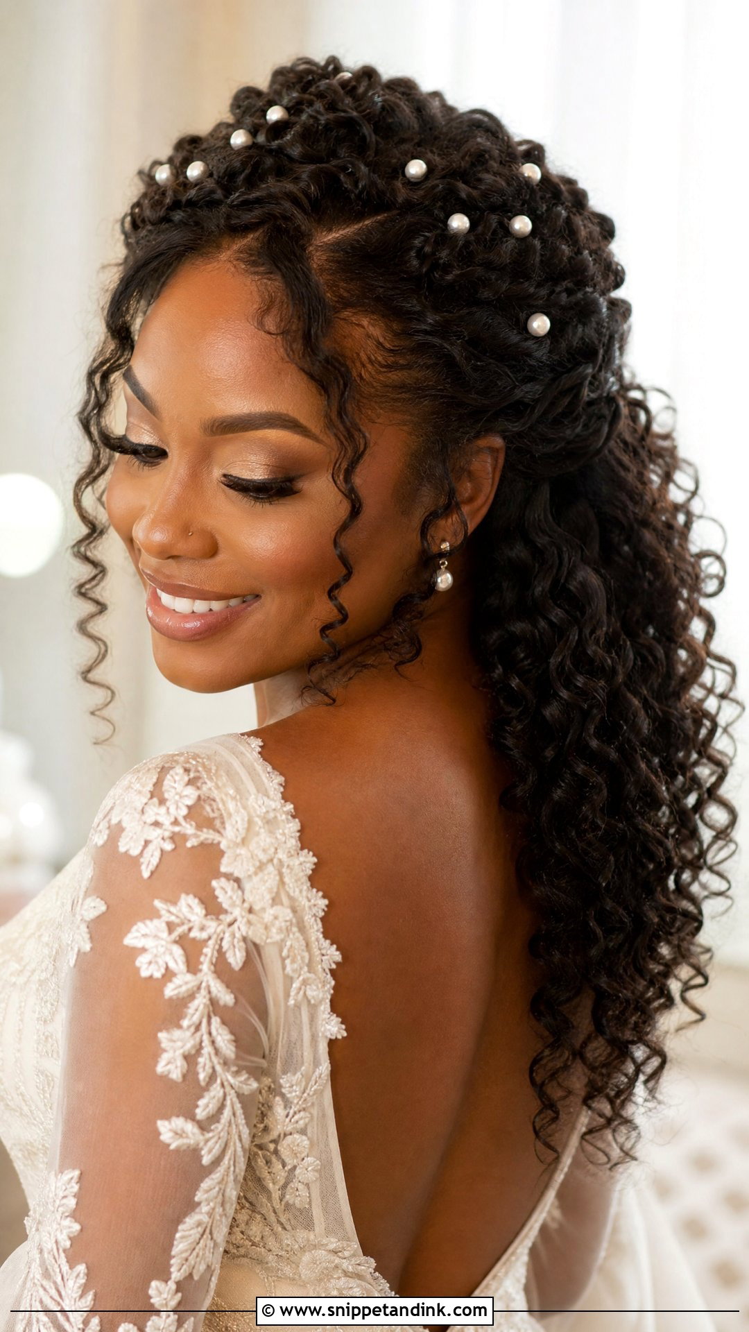 Pearl Bridal Curly Hair - Snippet and Ink - 15 Bridal Hairstyles with Pearls