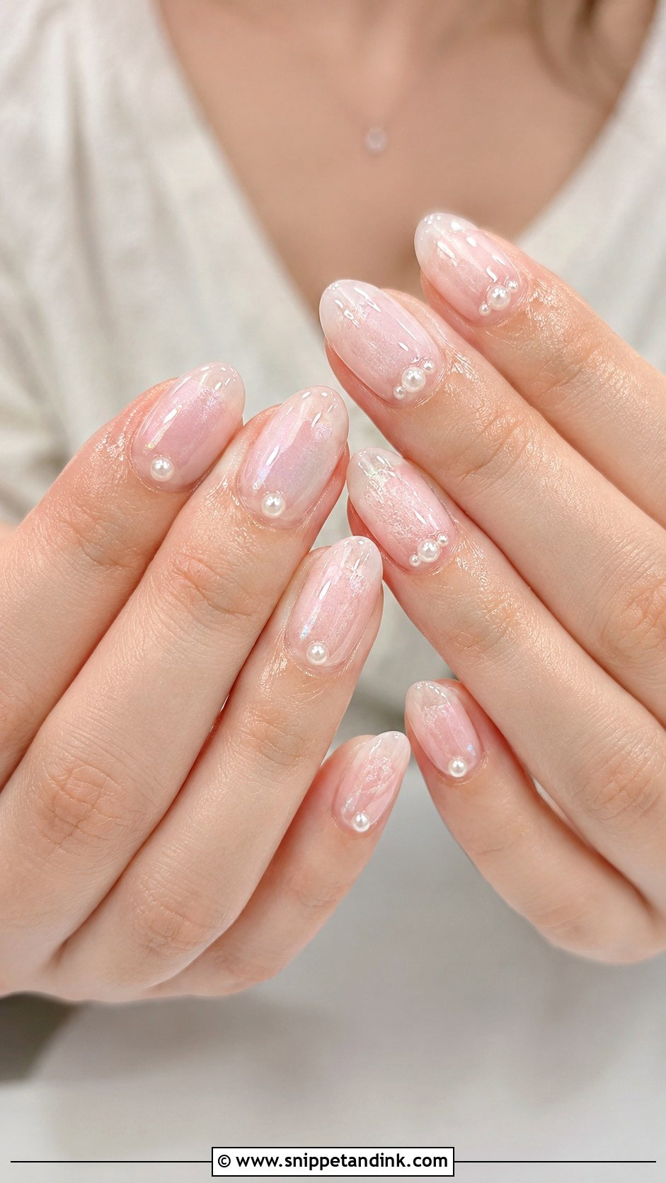 Pearl Bridal Gel Nails - Snippet and Ink - 20 Bridal Gel Nails Wedding Brides