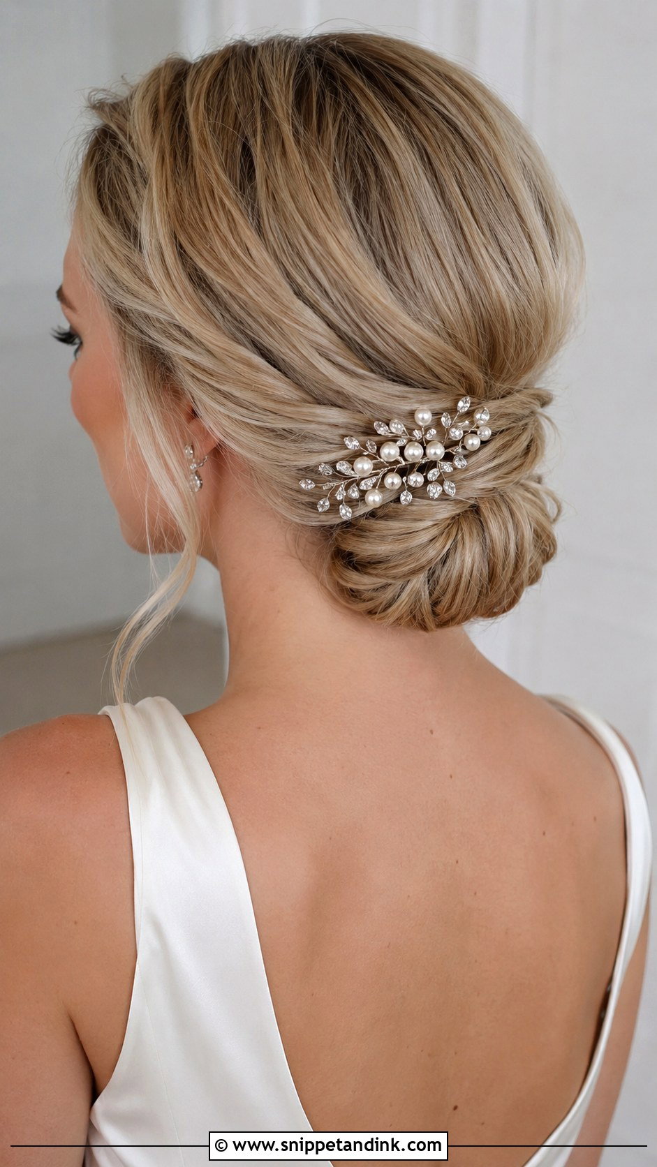 Pearl Bridal Hair Comb For Low Bun - Snippet and Ink - 15 Pearl Bridal Hair Combs