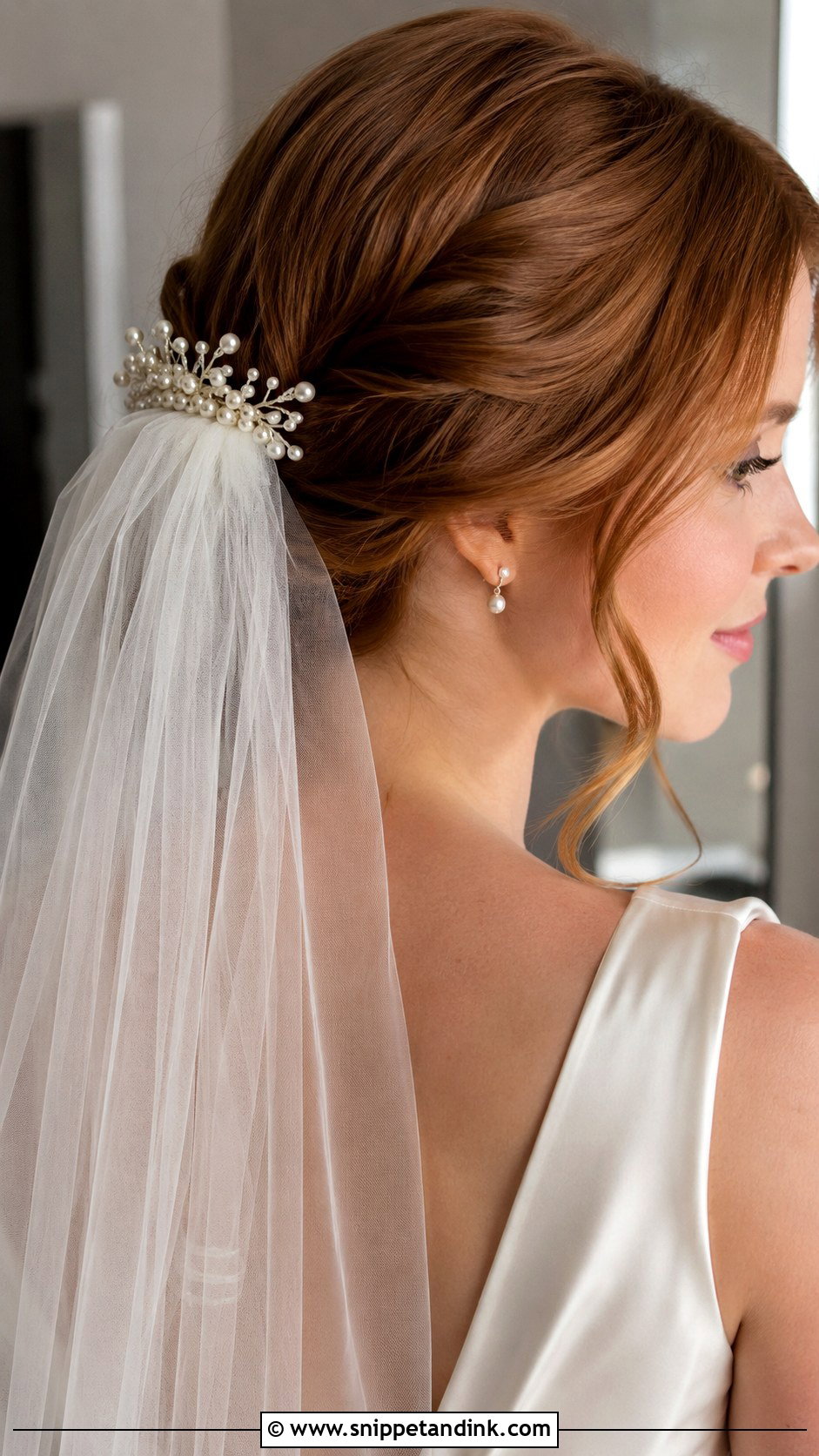 Pearl Bridal Hair Comb With Veil - Snippet and Ink - 15 Pearl Bridal Hair Combs