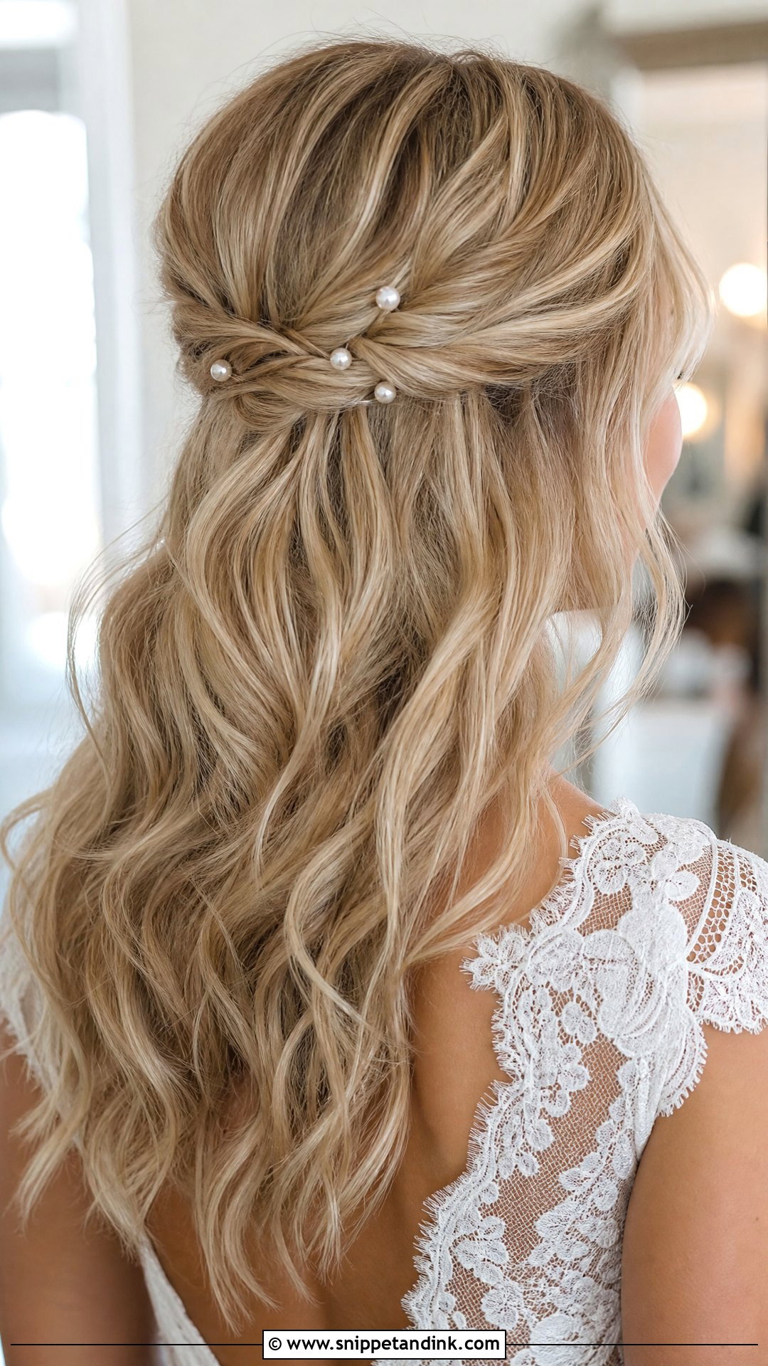 Pearl Bridal Half Up Hair - Snippet and Ink - 15 Bride Hair Pearls