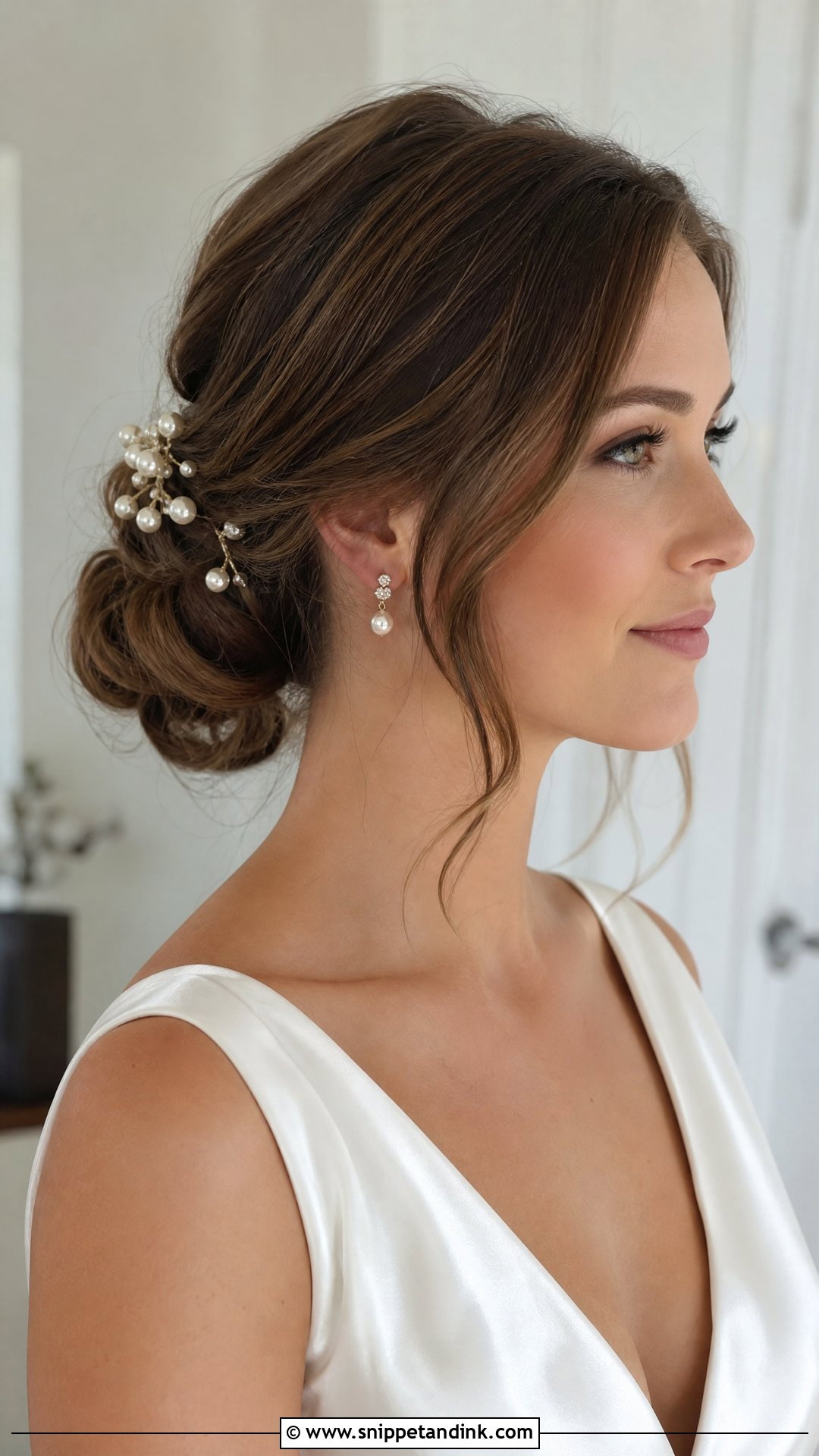 Pearl Bridal Low Bun - Snippet and Ink - 15 Bride Hair Pearls