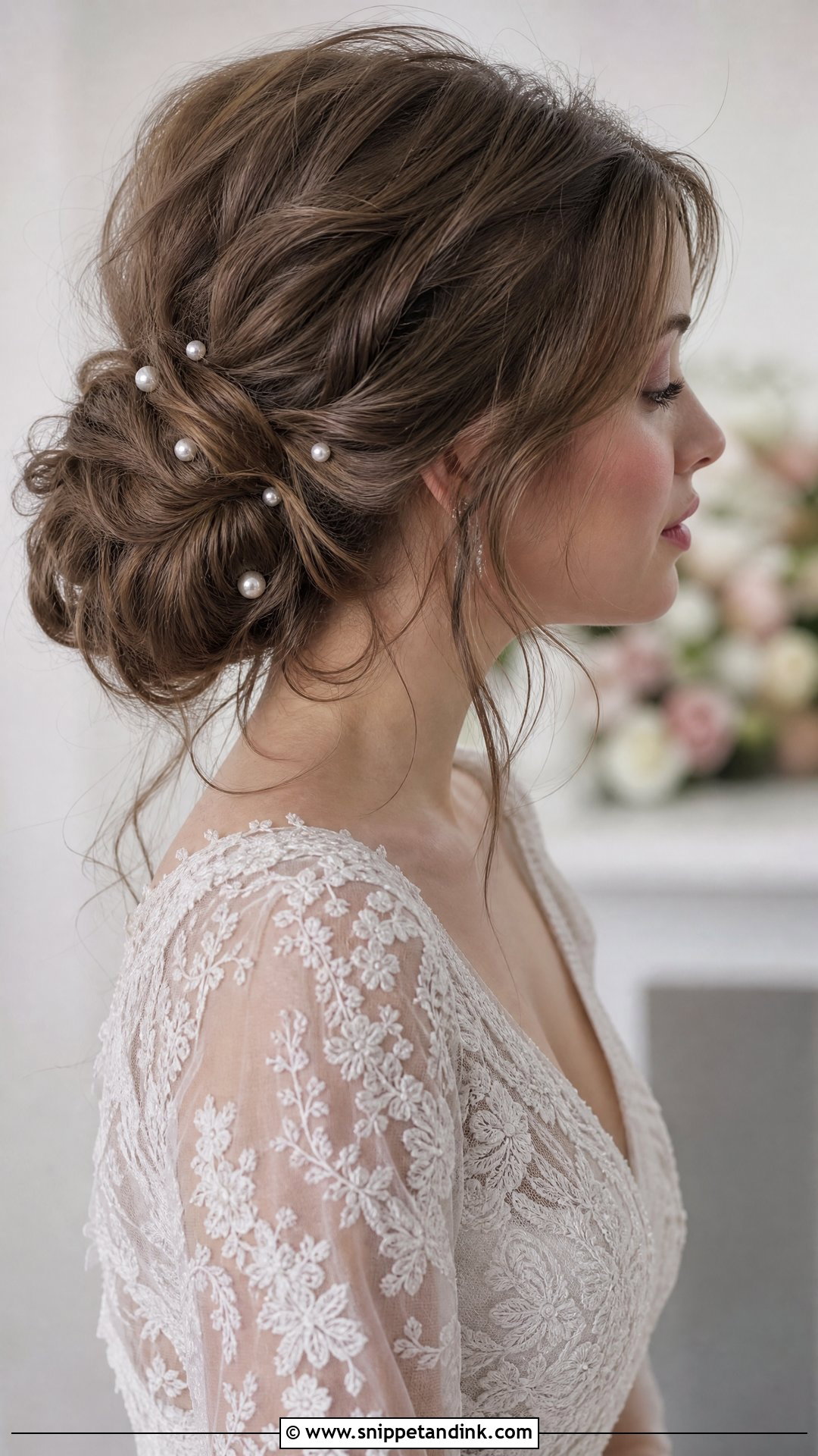 Pearl Bridal Low Updo - Snippet and Ink - 15 Bridal Hair Low Updo Ideas