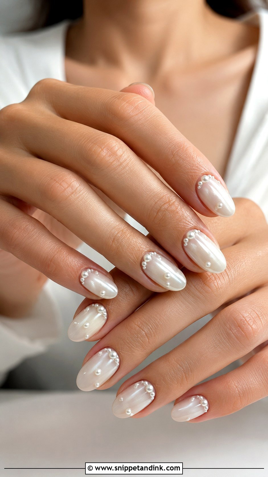 Pearl Bridal Nails - Snippet and Ink - 20 Cute Bridal Nails