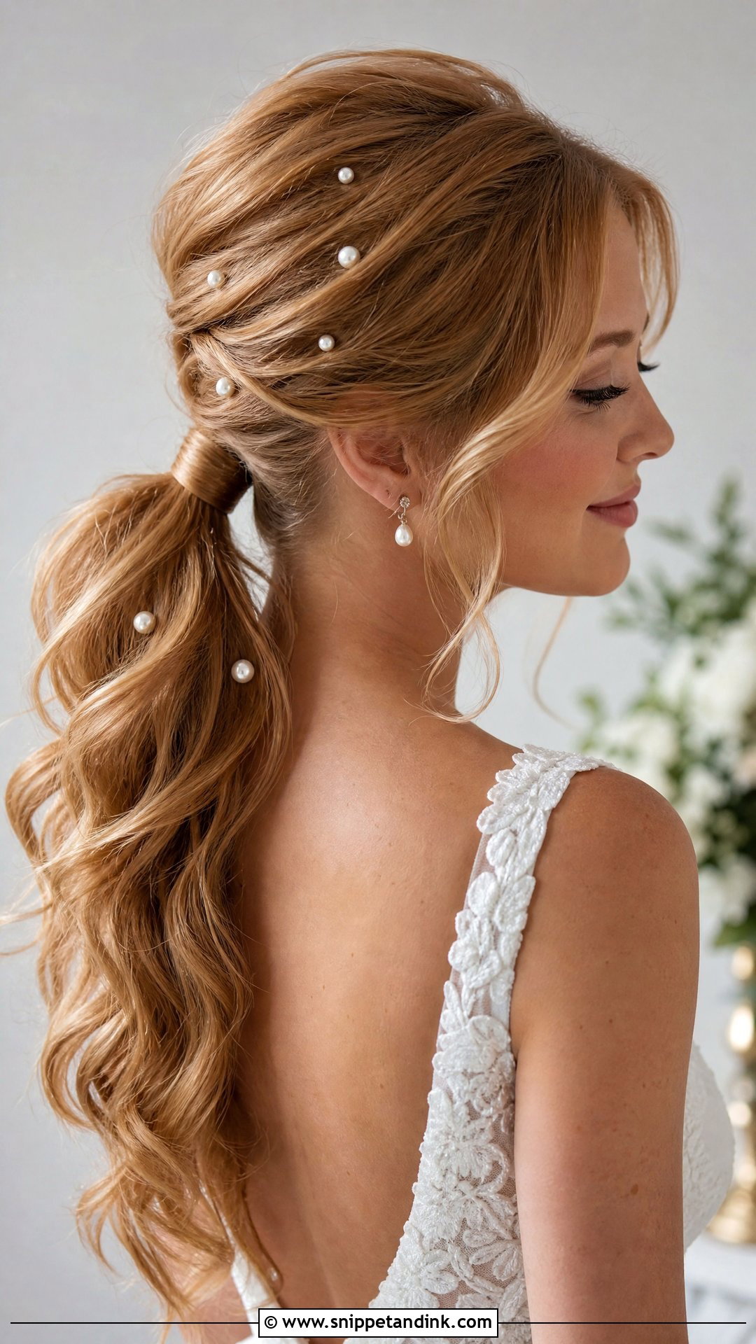 Pearl Bridal Ponytail - Snippet and Ink - 15 Bridal Hairstyle Ponytail Ideas