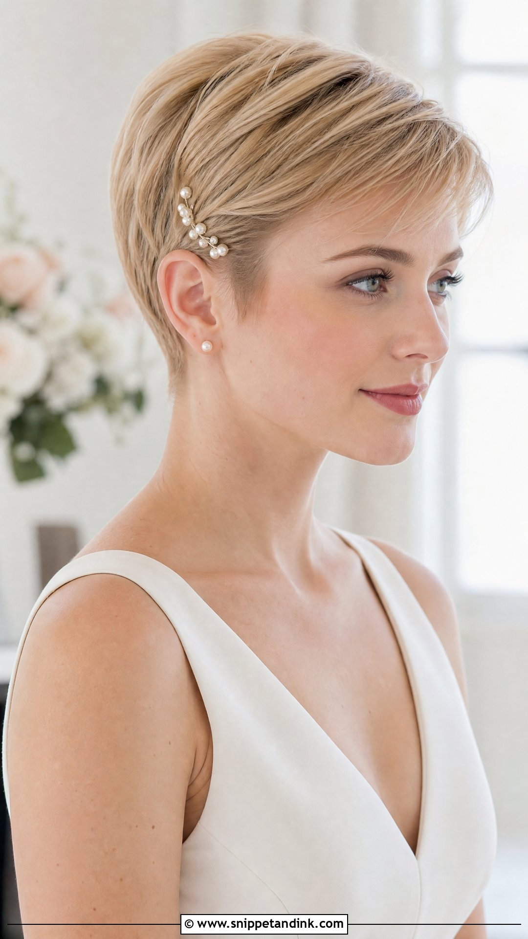 Pearl Bridal Short Hair - Snippet and Ink - 15 Bride Hair Pearls