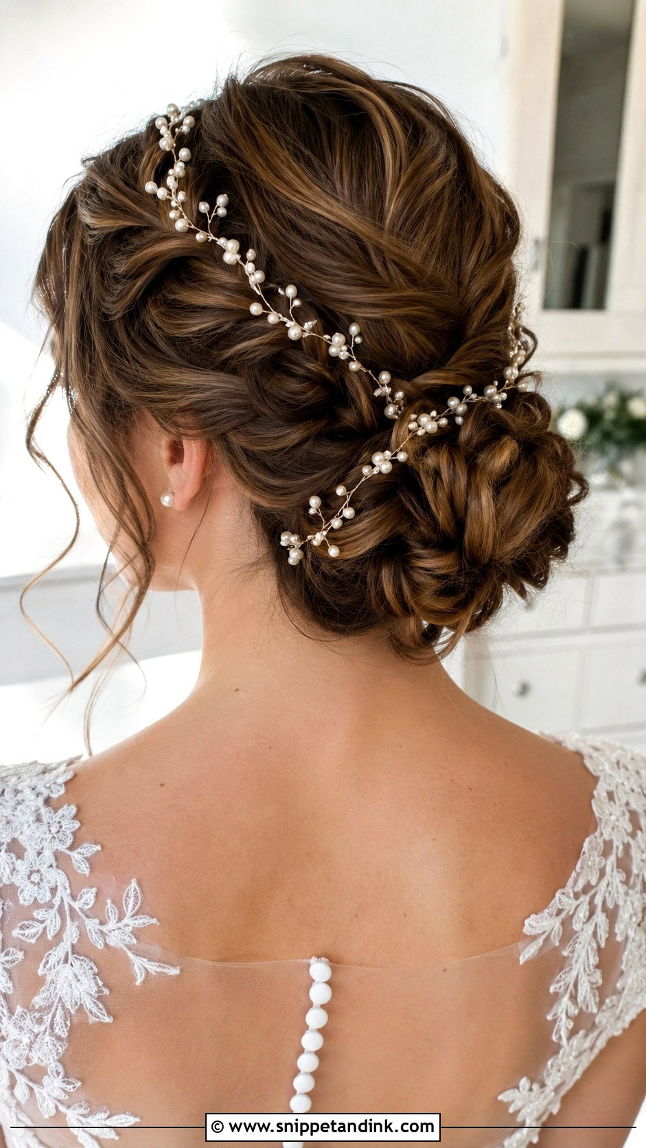 Pearl Bridal Vine With Braided Updo - Snippet and Ink - 20 Bride Hair Jewelry Ideas