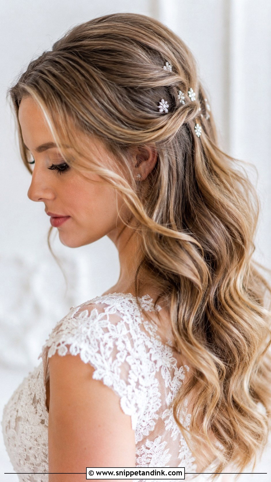 Pearl Bride Headband With Sleek Bob - Snippet and Ink - 20 Bride Hair Jewelry Ideas