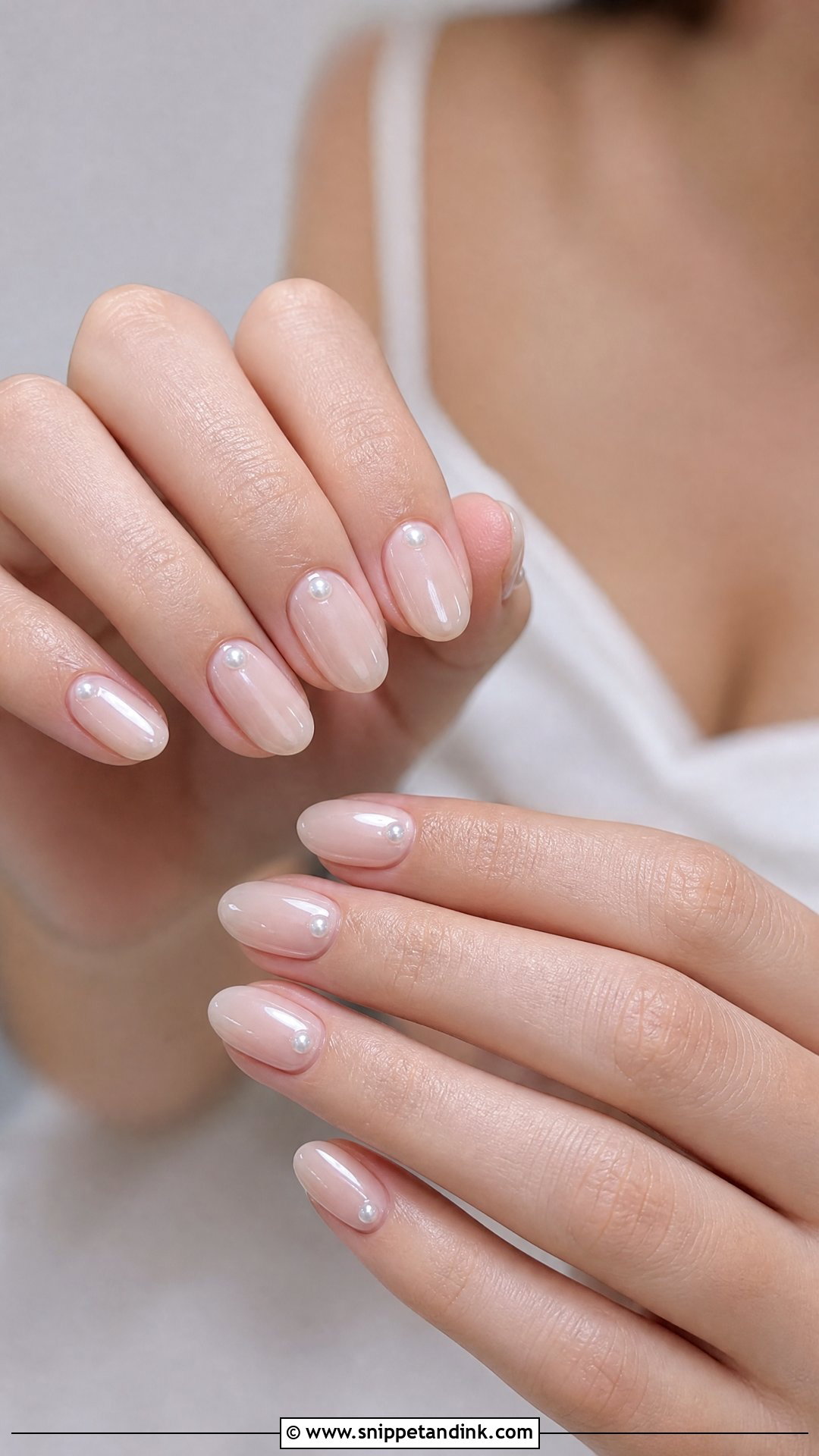 Pearl Bridesmaid Nails - Snippet and Ink - 25 Bridesmaids Nail Ideas