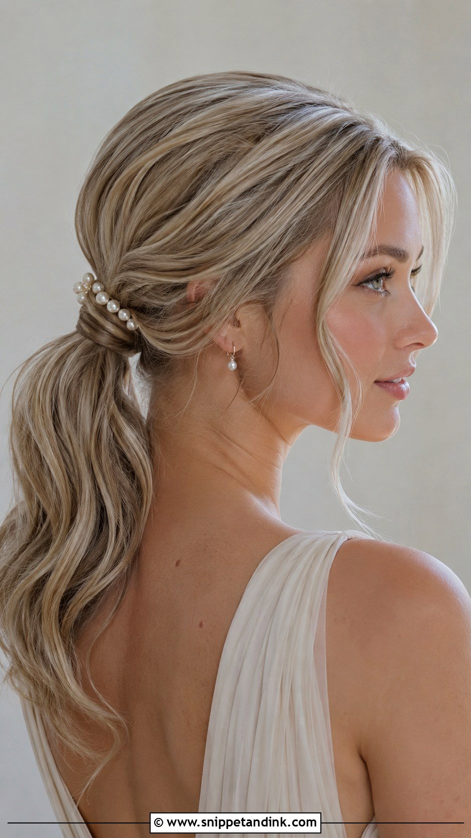 Pearl Bridesmaid Ponytail Updo - Snippet and Ink - 20 Bridesmaid Hair Updo Ponytail Ideas