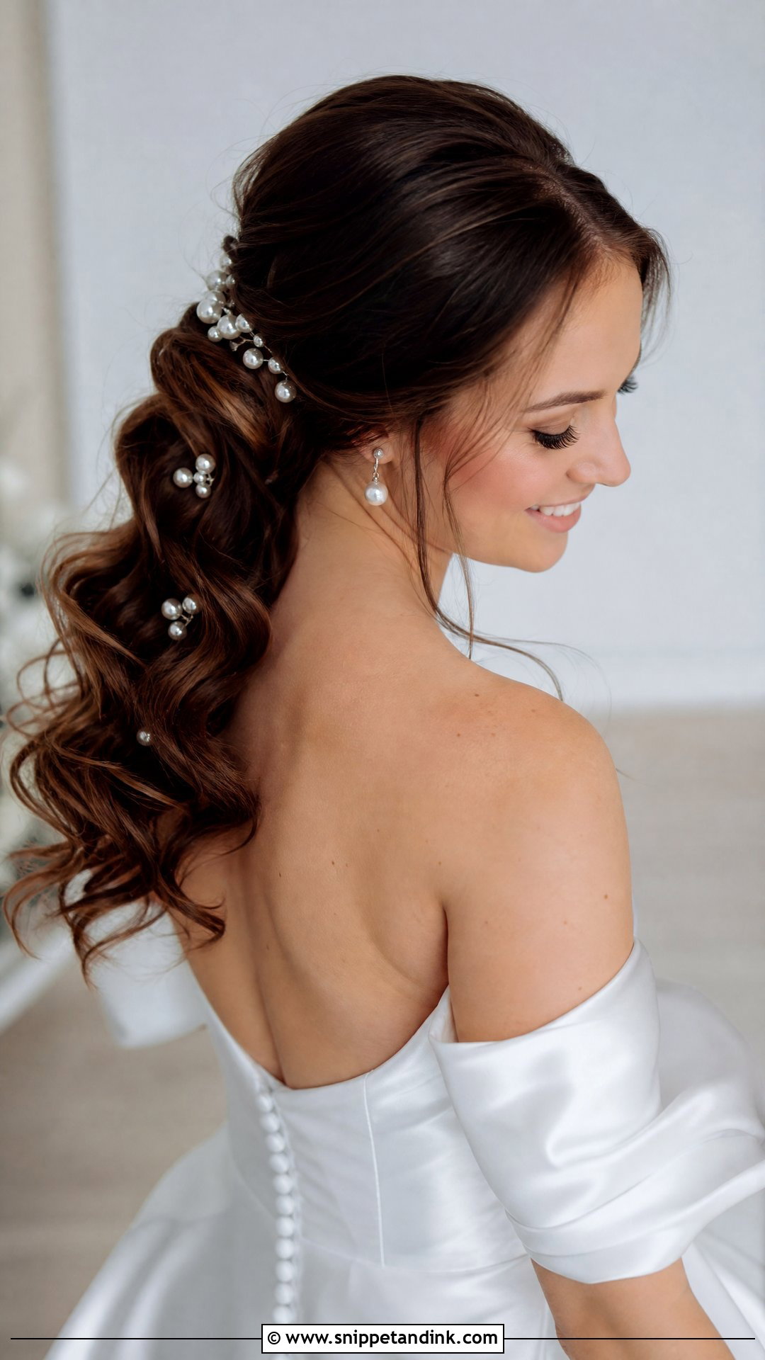 Pearl Brunette Bridal Ponytail - Snippet and Ink - 15 Brunette Bridal Ponytail Hairstyles
