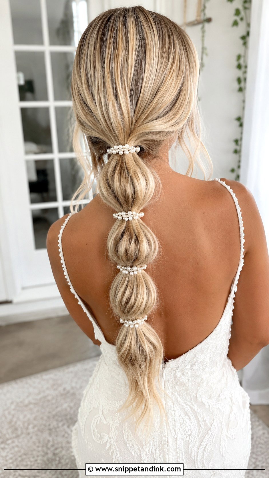 Pearl Bubble Braid Bridal Style - Snippet and Ink - 25 Bridal Hair with Pearls Ideas