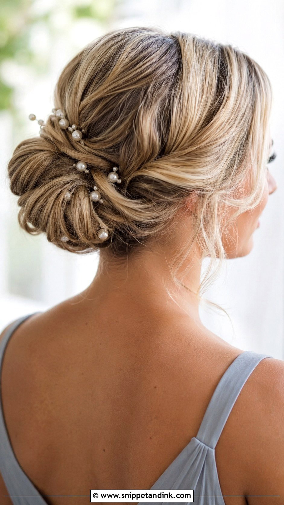 Pearl Bun Bridesmaid Updo For Long Hair - Snippet and Ink - 20 Bridesmaid Updo Hairstyles for Long Hair