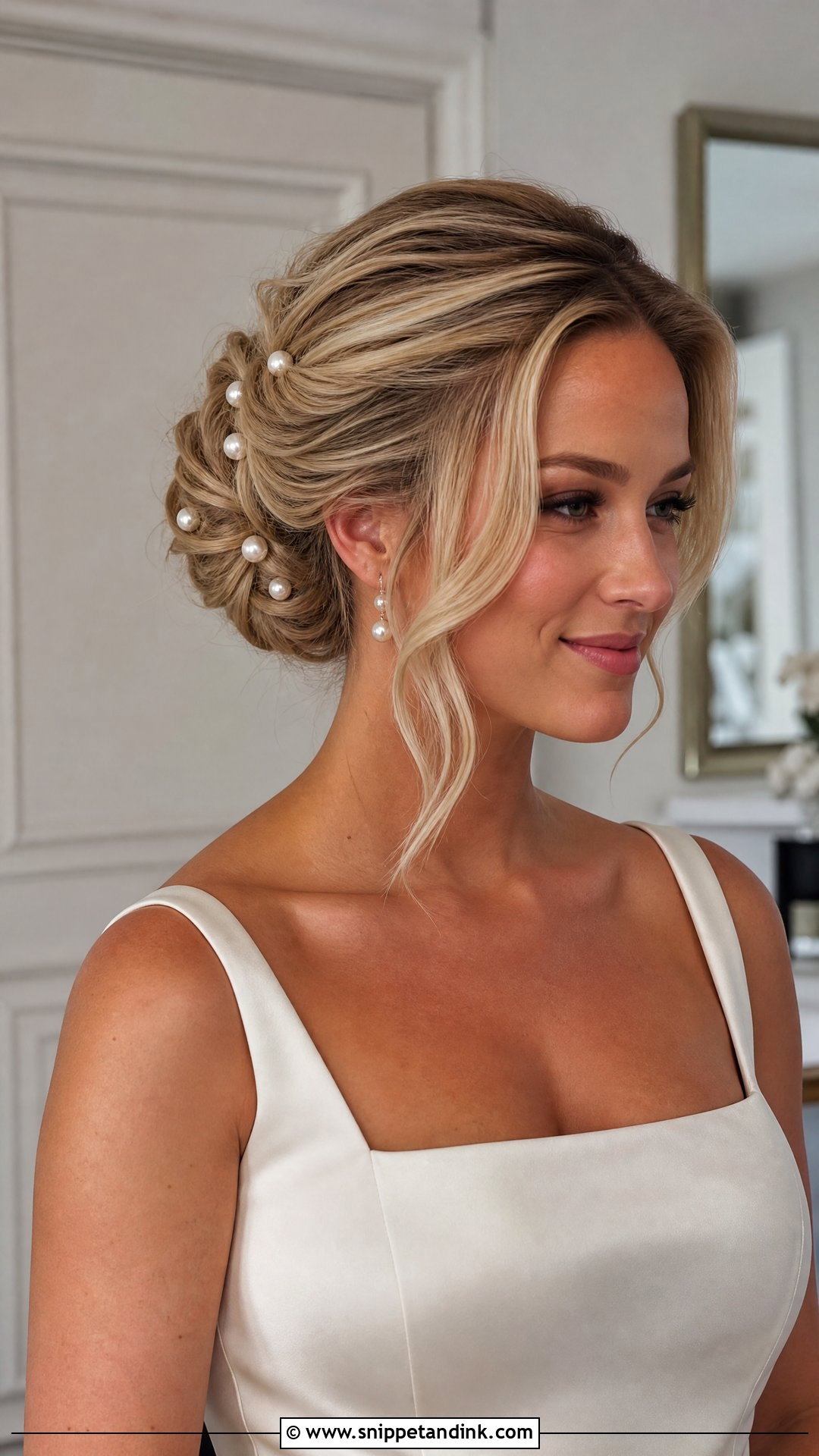 Pearl Bun Wedding Hairstyle - Snippet and Ink - 15 Classy Bun Wedding Hairstyles