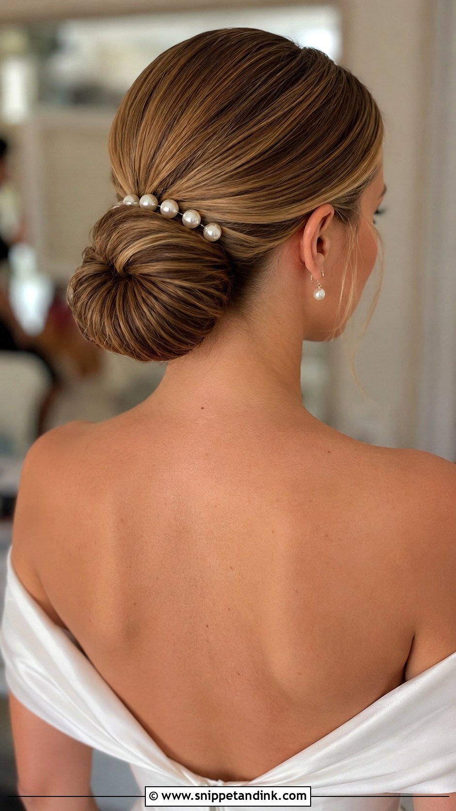Pearl Bun Wedding Hairstyle - Snippet and Ink - 30 Wedding Bun Hairstyles