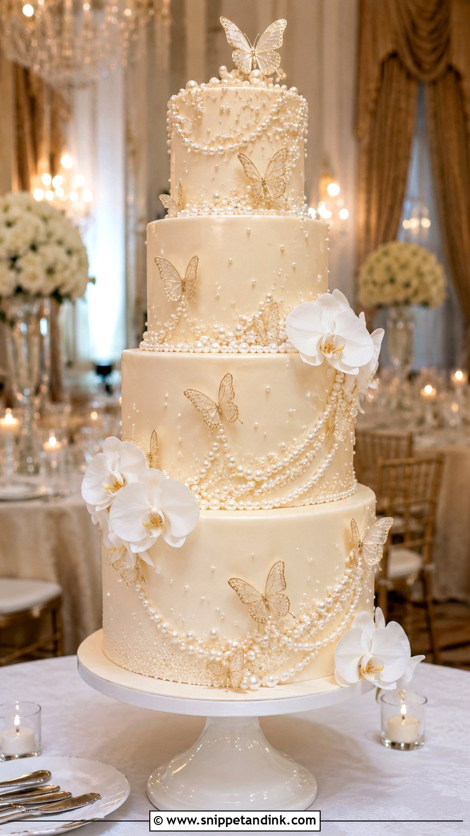 Pearl Butterfly Wedding Cake - Snippet and Ink - 20 Cake Ideas with Butterfly for Wedding