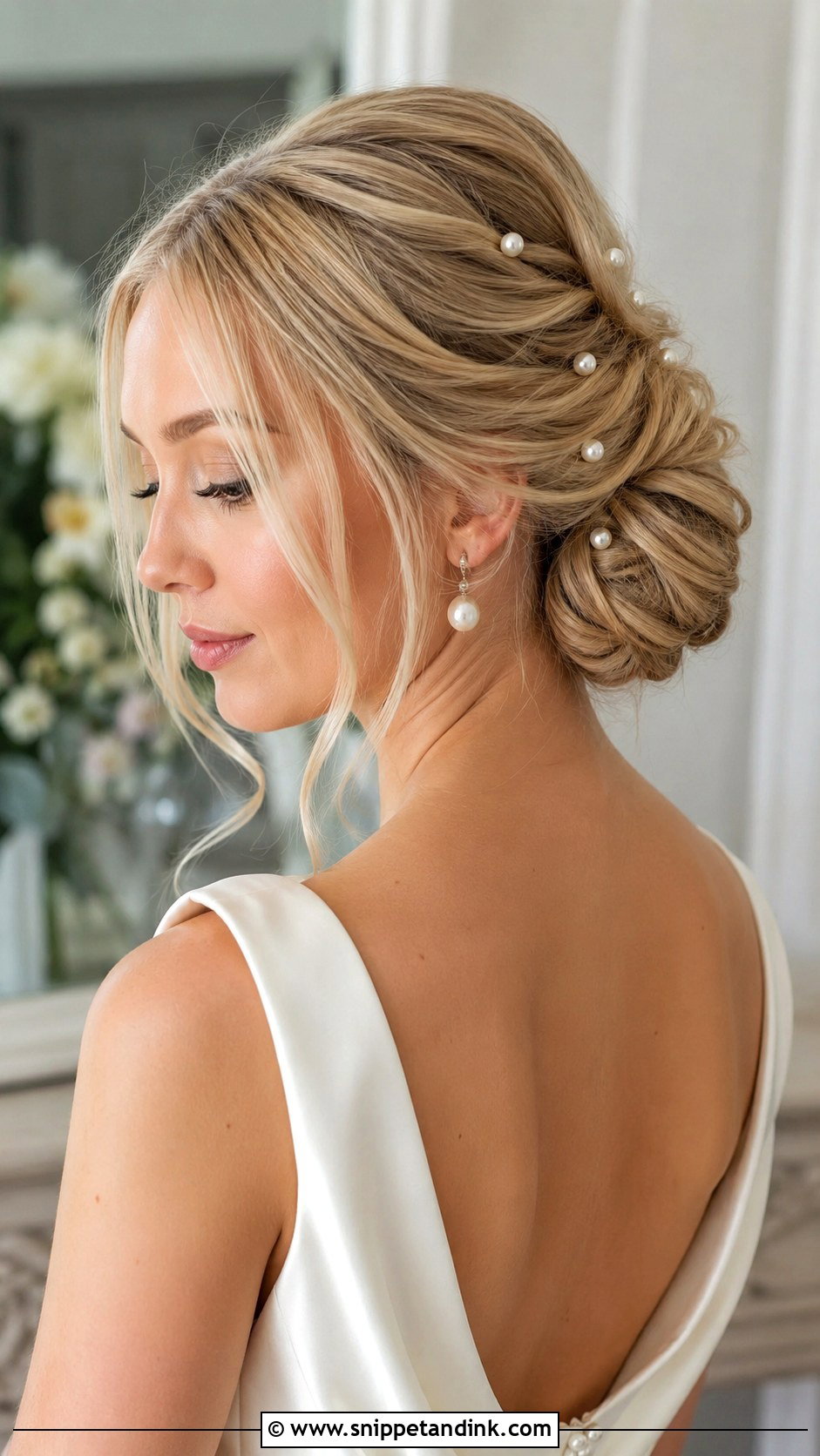 Pearl Chignon Wedding Hair - Snippet and Ink - 20 Chignon Hair Wedding Ideas