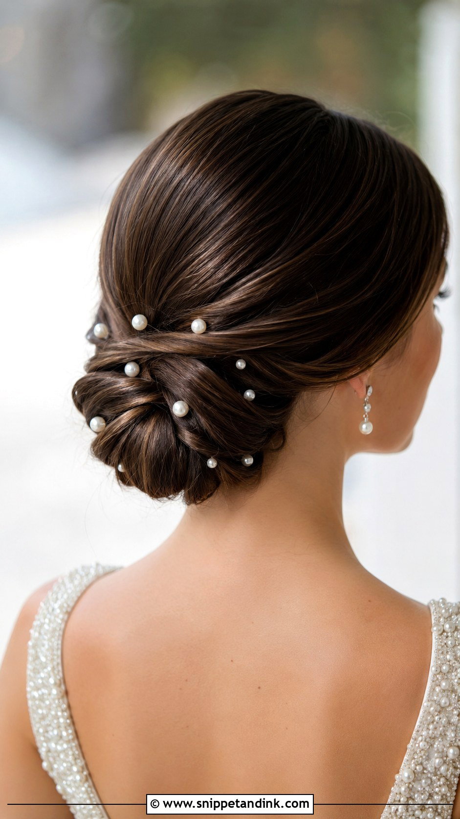 Pearl Chignon for Elegant Brides - Snippet and Ink - 25 Bridal Hair with Pearls Ideas
