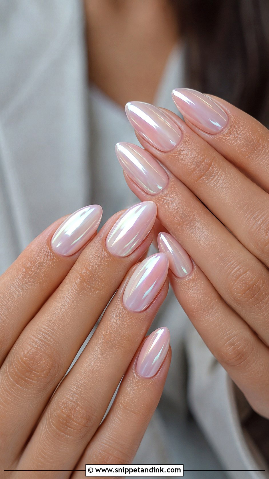 Pearl Chrome Almond Wedding Nails - Snippet and Ink - 20 Almond Shape Wedding Nails for Bride