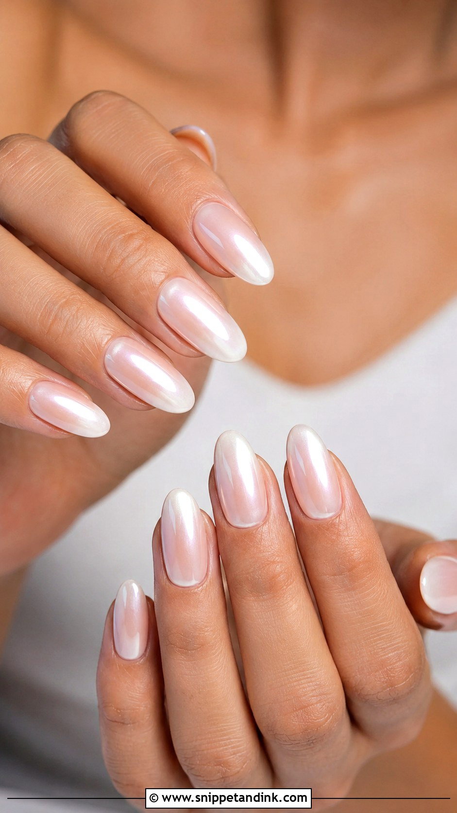 Pearl Chrome Bridal Gel Nails - Snippet and Ink - 20 Bridal Gel Nails Wedding