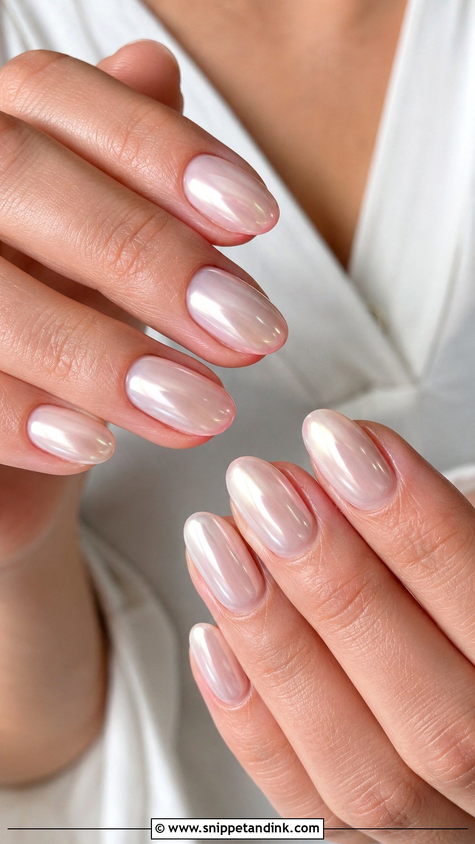 Pearl Chrome Bridal Nails - Snippet and Ink - 20 Bridal Nail Color Ideas