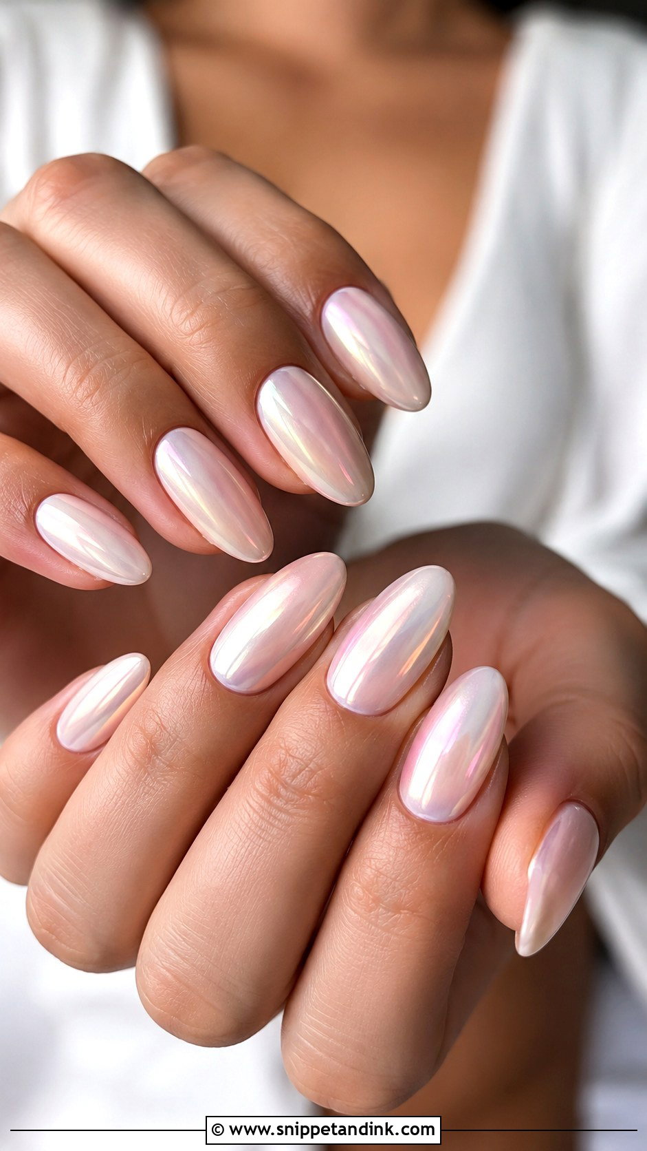 Pearl Chrome Bridal Nails - Snippet and Ink - 20 Nails for Bride Wedding Day 2025