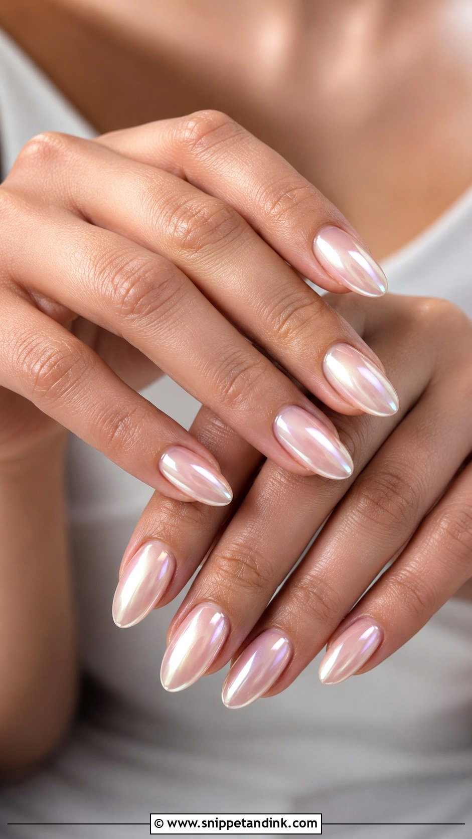 Pearl Chrome Bridal Nails - Snippet and Ink - 20 Simple Bridal Nails Designs