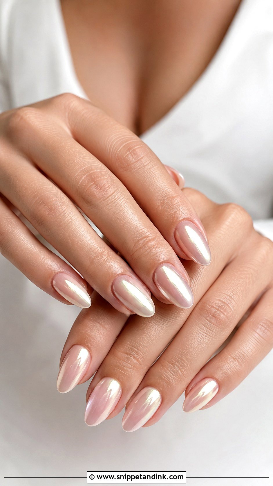 Pearl Chrome Bridal Nails - Snippet and Ink - 20 Bridal Nail Design Ideas
