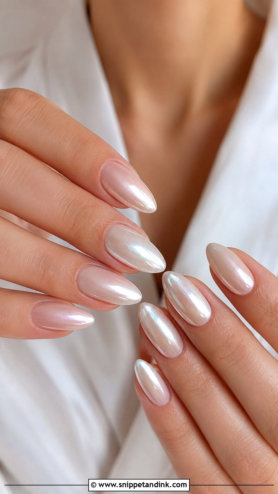 Pearl Chrome Bridal Nails - Snippet and Ink - 30 Bridal Nail Ideas