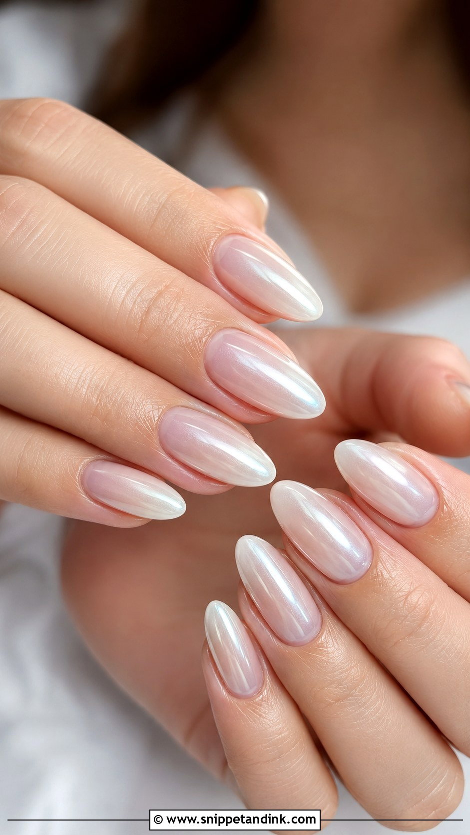 Pearl Chrome Bridal Nails - Snippet and Ink - 20 Bridal Nail Inspiration Ideas