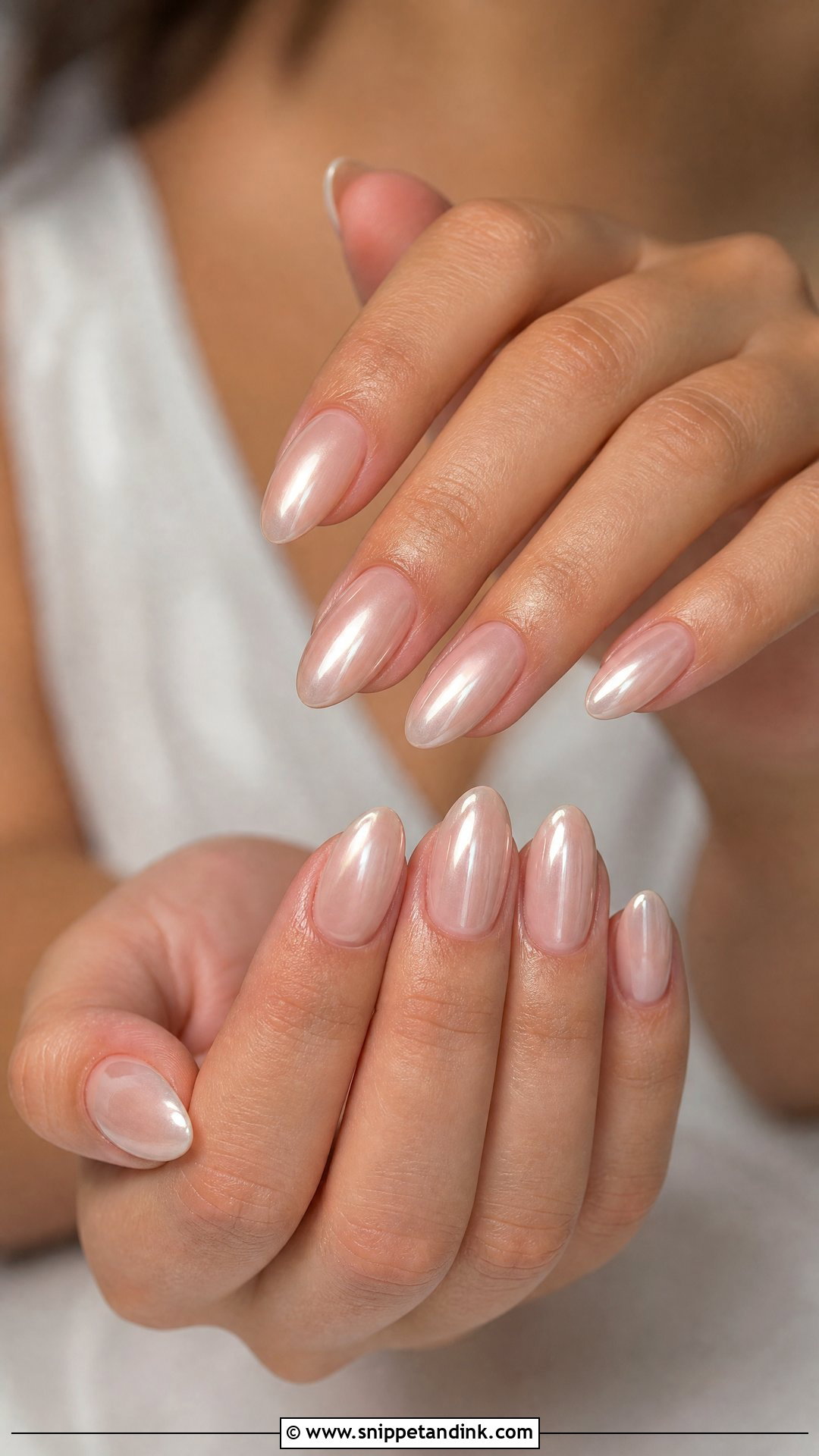 Pearl Chrome Bridal Nails - Snippet and Ink - 35 Bridal Nails