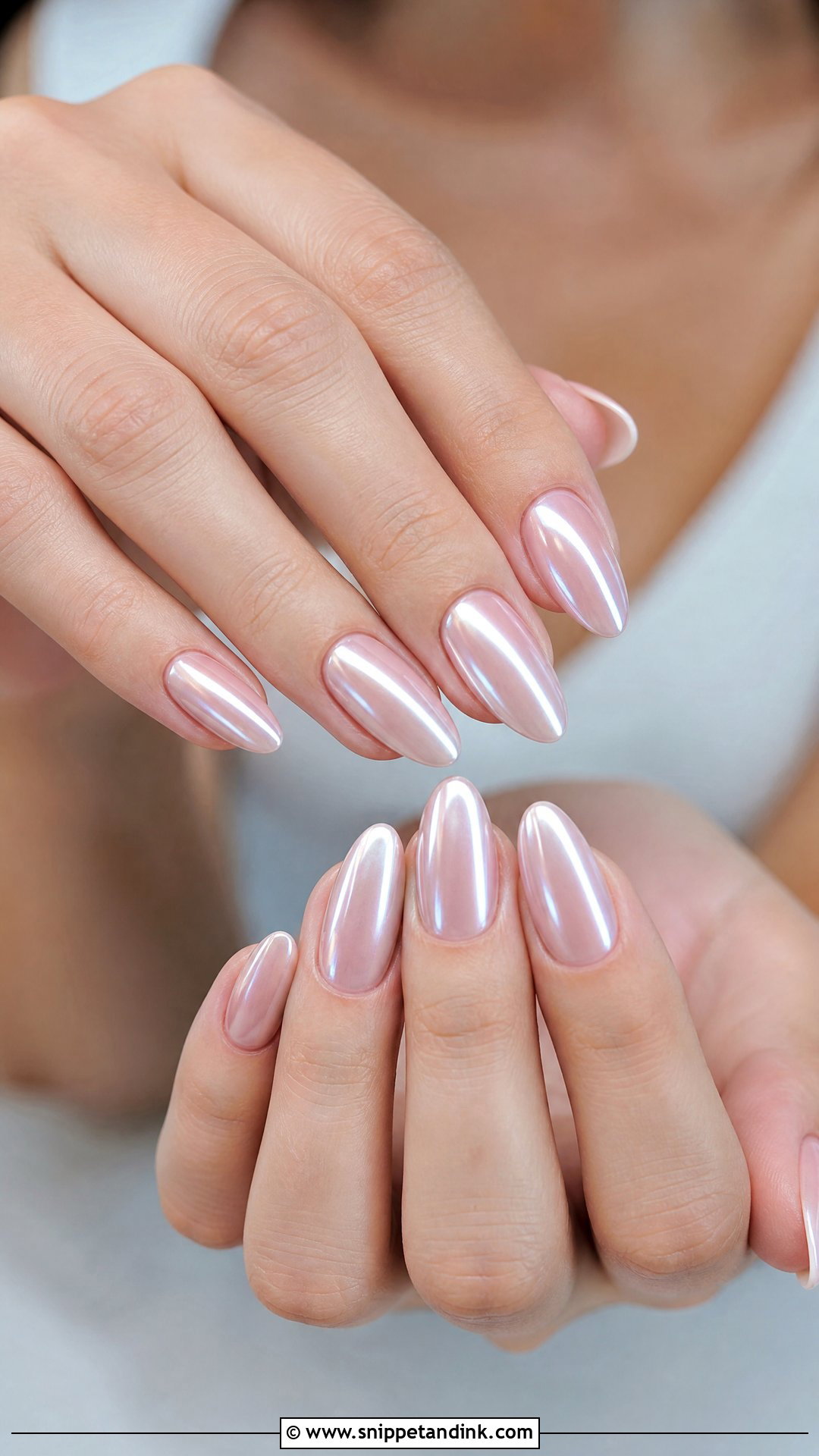 Pearl Chrome Bridal Nails - Snippet and Ink - 35 Bridal Nails Designs