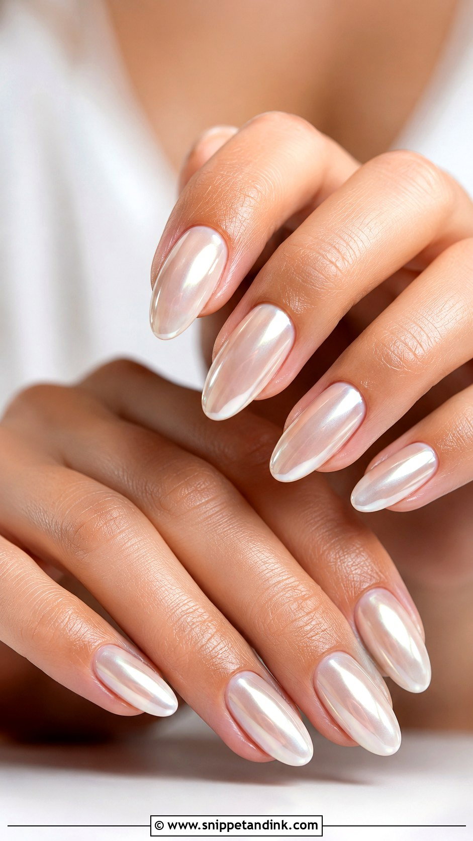 Pearl Chrome Bridal Nails - Snippet and Ink - 20 Bridal Wedding Nail Designs