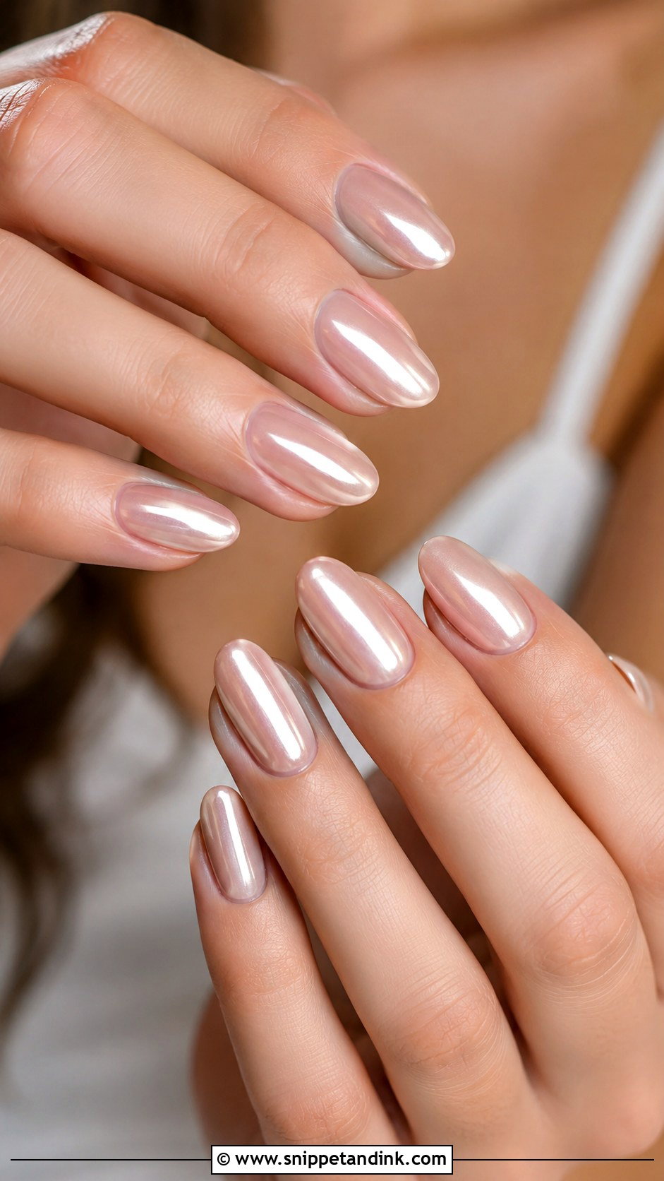 Pearl Chrome Bridal Nails - Snippet and Ink - 20 Classic Bridal Nails