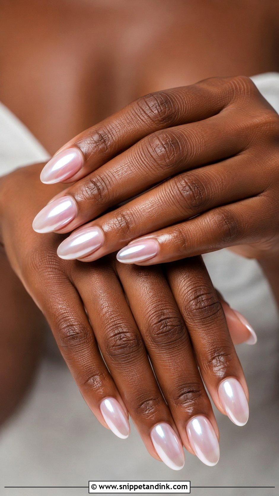 Pearl Chrome Bridal Nails For Black Women - Snippet and Ink - 20 Bridal Nails Black Women