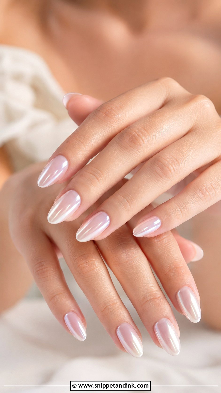 Pearl Chrome Bride Nail Extension - Snippet and Ink - 20 Nail Extension for Bride Ideas