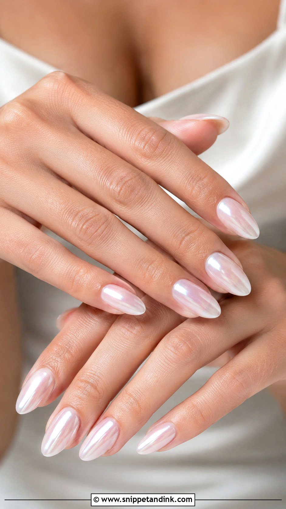 Pearl Chrome Bride Nails - Snippet and Ink - 20 Wedding Bride Nails Ideas
