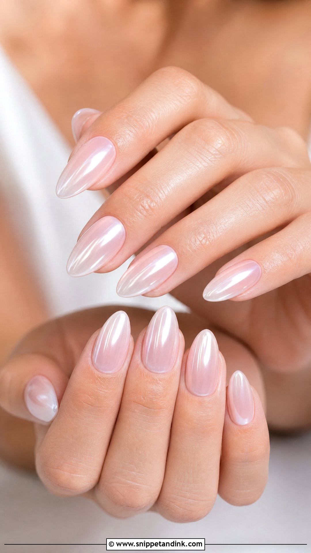 Pearl Chrome Bride Nails - Snippet and Ink - 35 Bride Nails Wedding