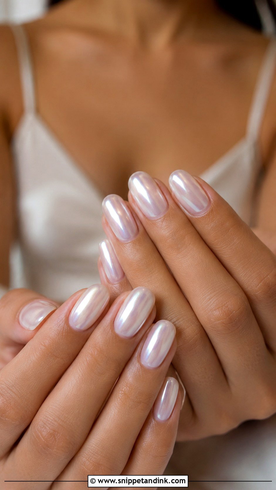 Pearl Chrome Bridesmaid Nails - Snippet and Ink - 30 Bridesmaid Nail Ideas