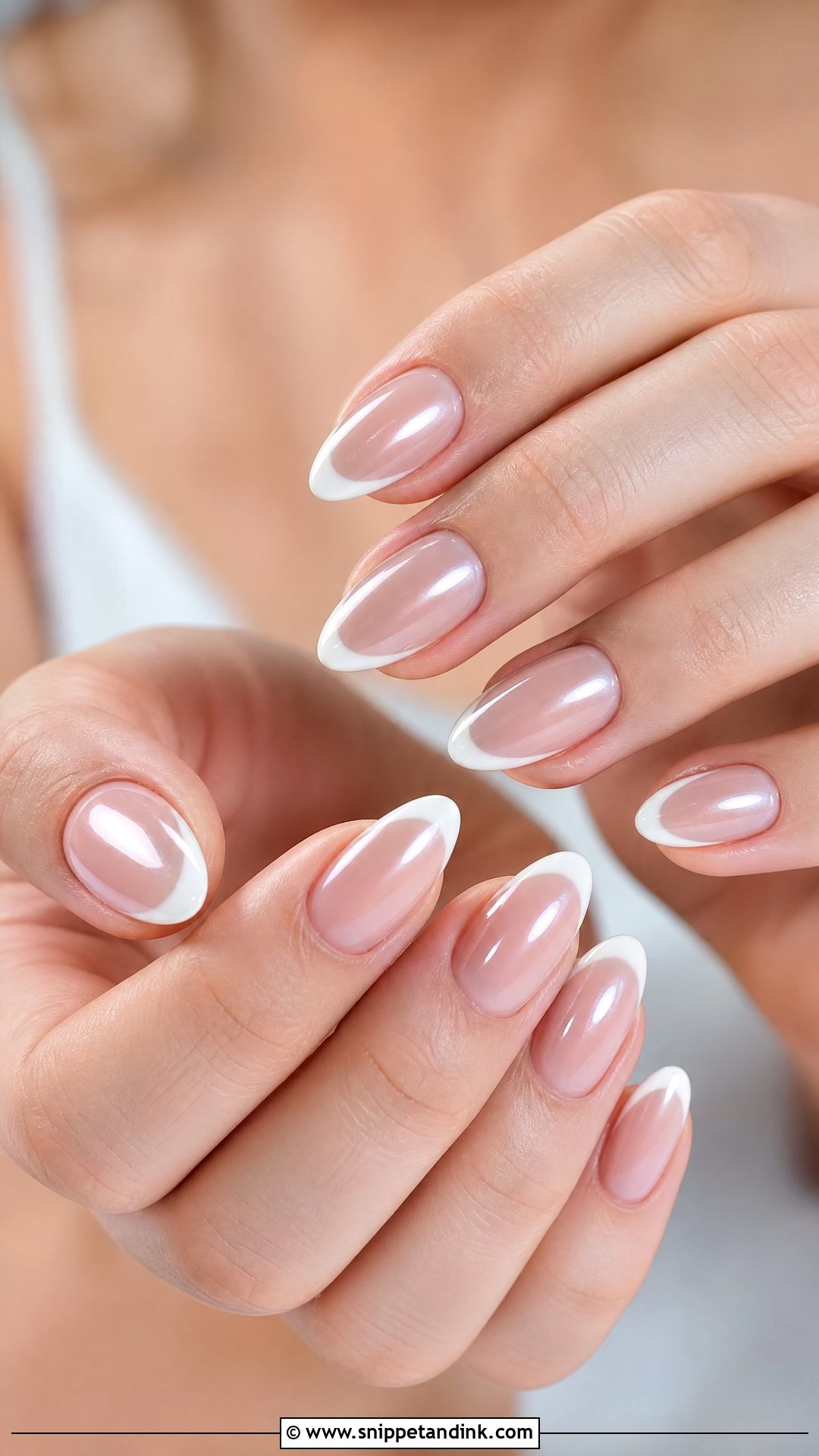Pearl Chrome French Almond Wedding Nails - Snippet and Ink - 25 Almond Wedding Nails
