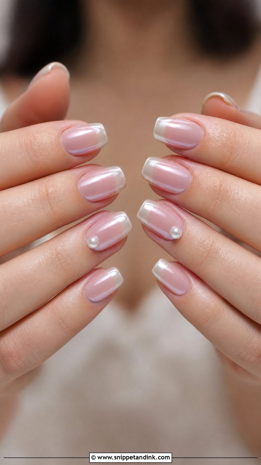 Pearl Chrome French Bridal Nails - Snippet and Ink - 35 Bridal Nail Art Ideas
