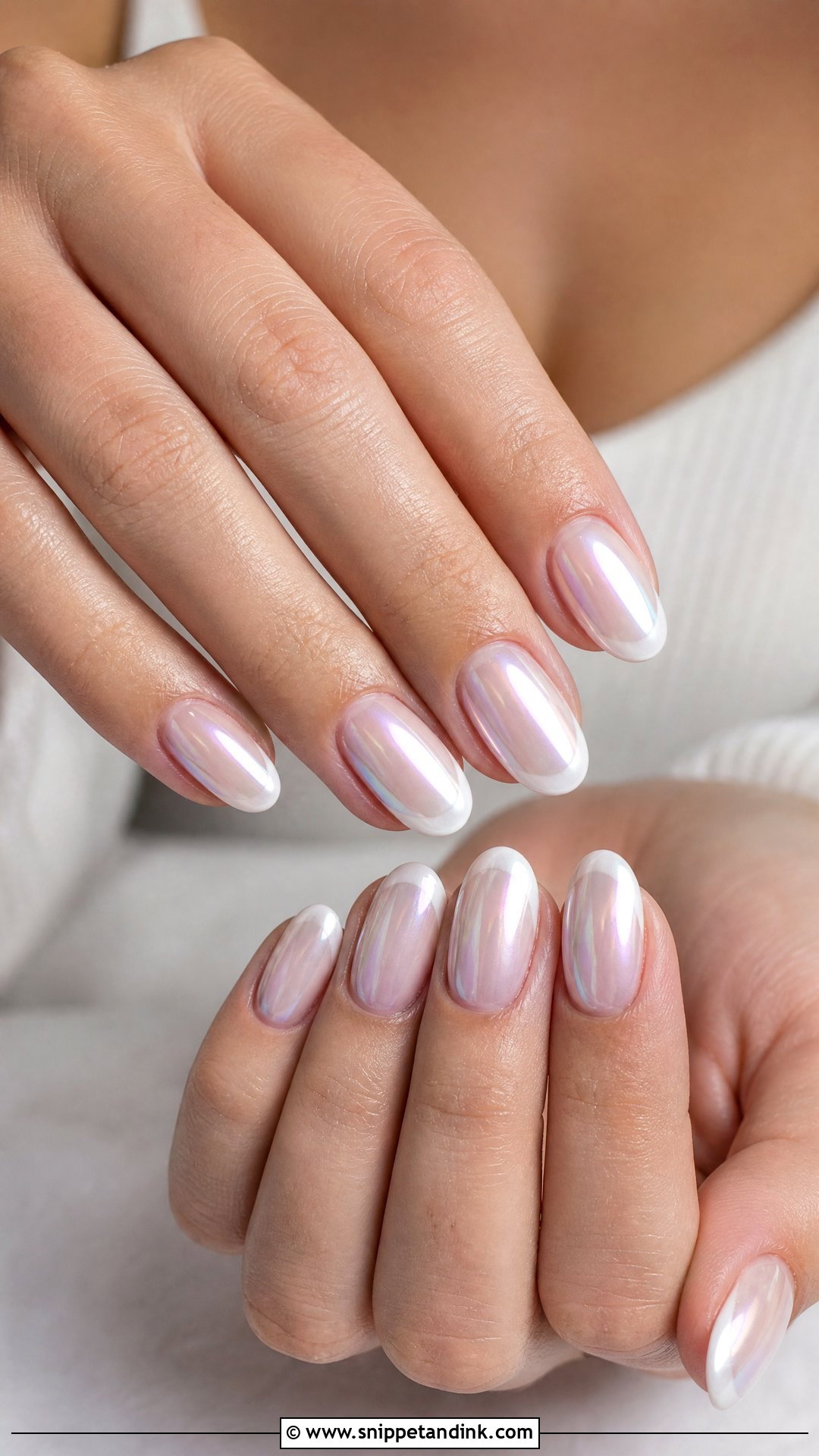 Pearl Chrome French Bride Wedding Nails - Snippet and Ink - 25 Elegant French Bride Wedding Nails