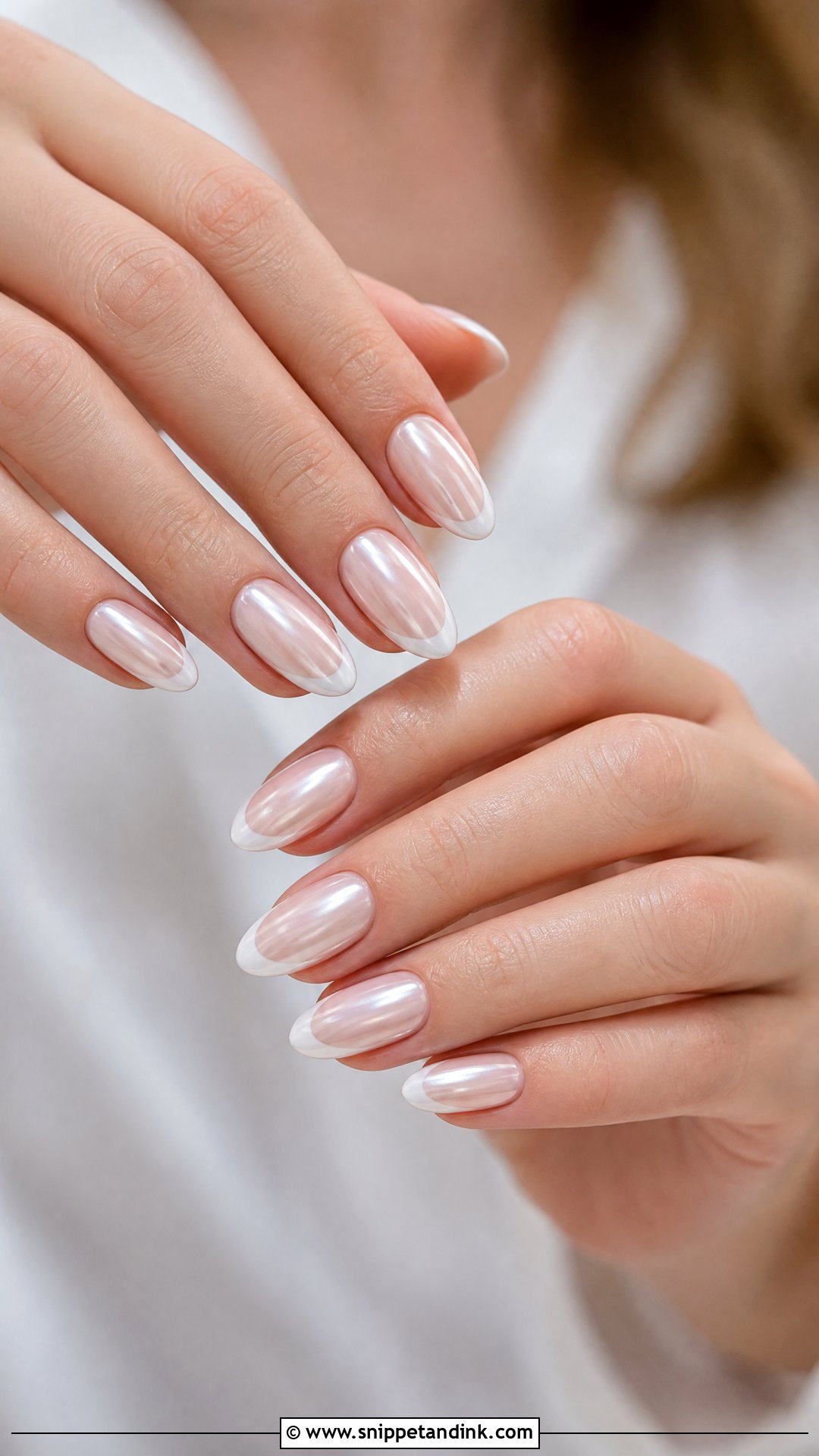 Pearl Chrome French Tip Wedding Nails - Snippet and Ink - 25 French Tip Wedding Nails for Bride