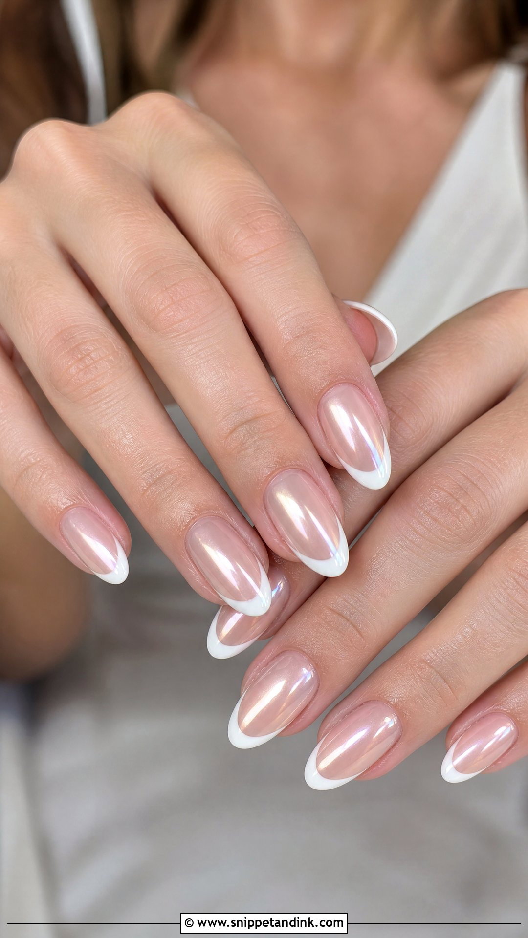 Pearl Chrome French Tip Wedding Nails - Snippet and Ink - 25 French Tip Wedding Nails