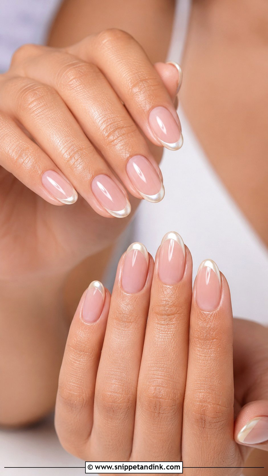 Pearl Chrome French Wedding Nails - Snippet and Ink - 20 Fancy Wedding Nails