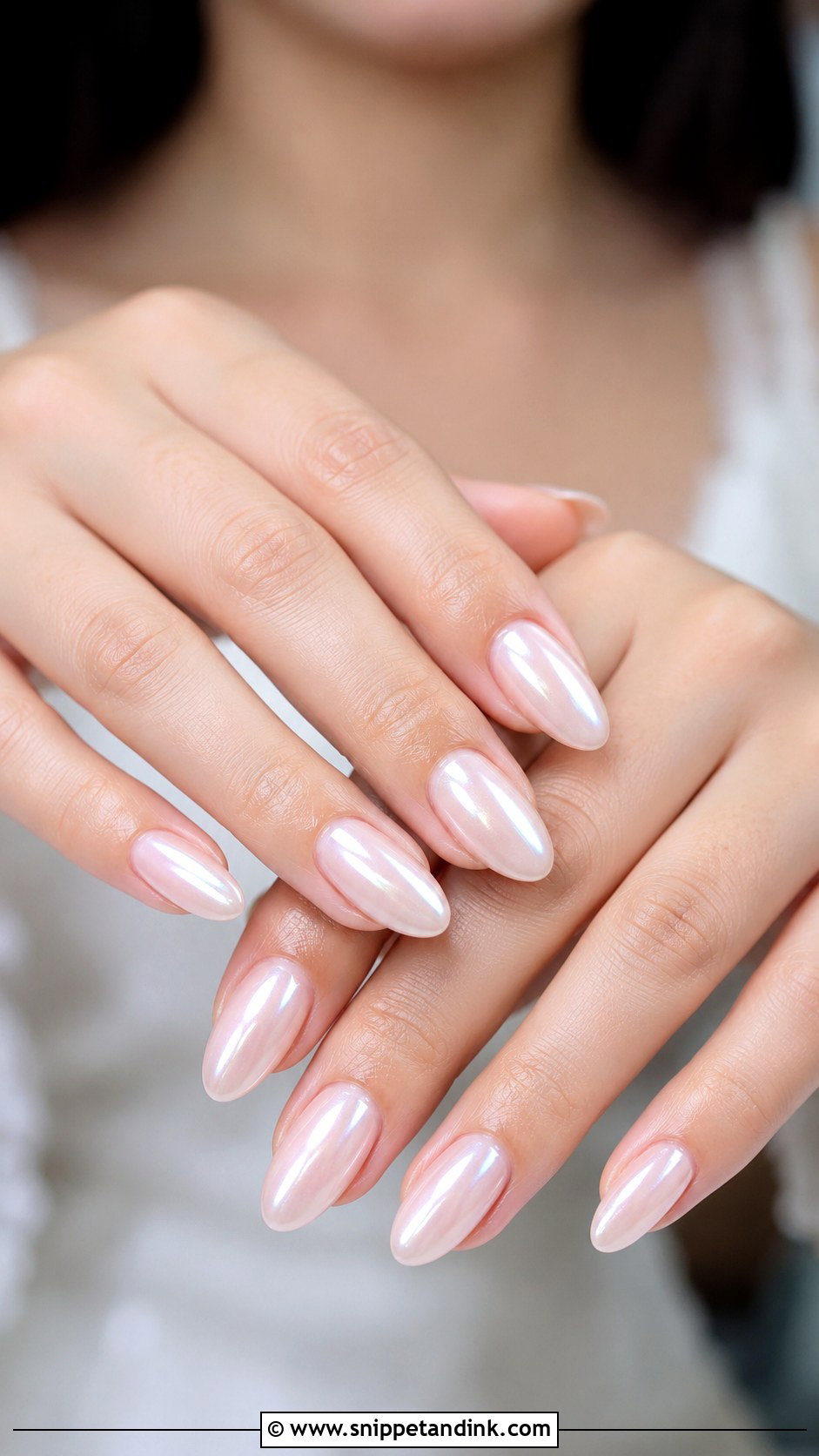 Pearl Chrome Gel Nails For Bride Wedding - Snippet and Ink - 20 Gel Nails for the Bride Wedding