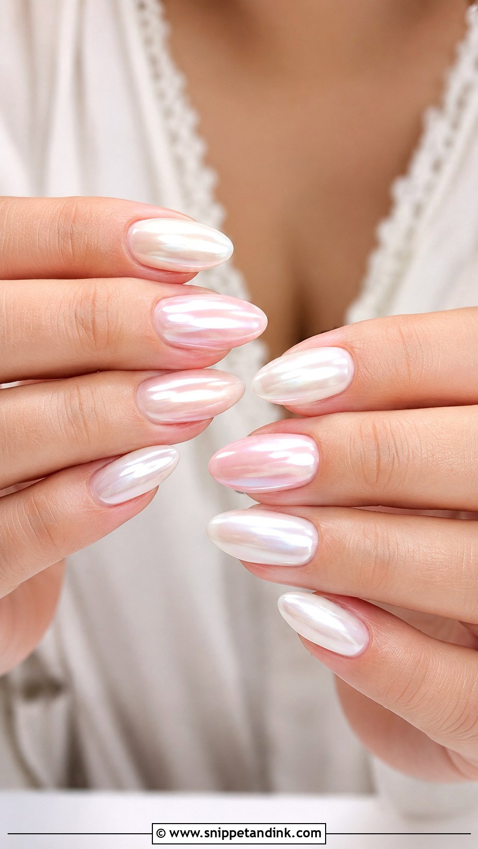 Pearl Chrome Honeymoon Nails - Snippet and Ink - 20 Honey Moon Nails