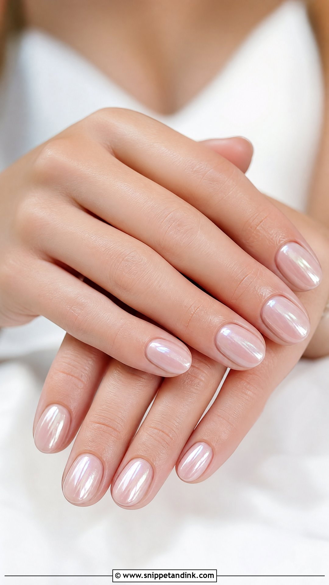 Pearl Chrome Short Bridal Nails - Snippet and Ink - 25 Short Bridal Nails